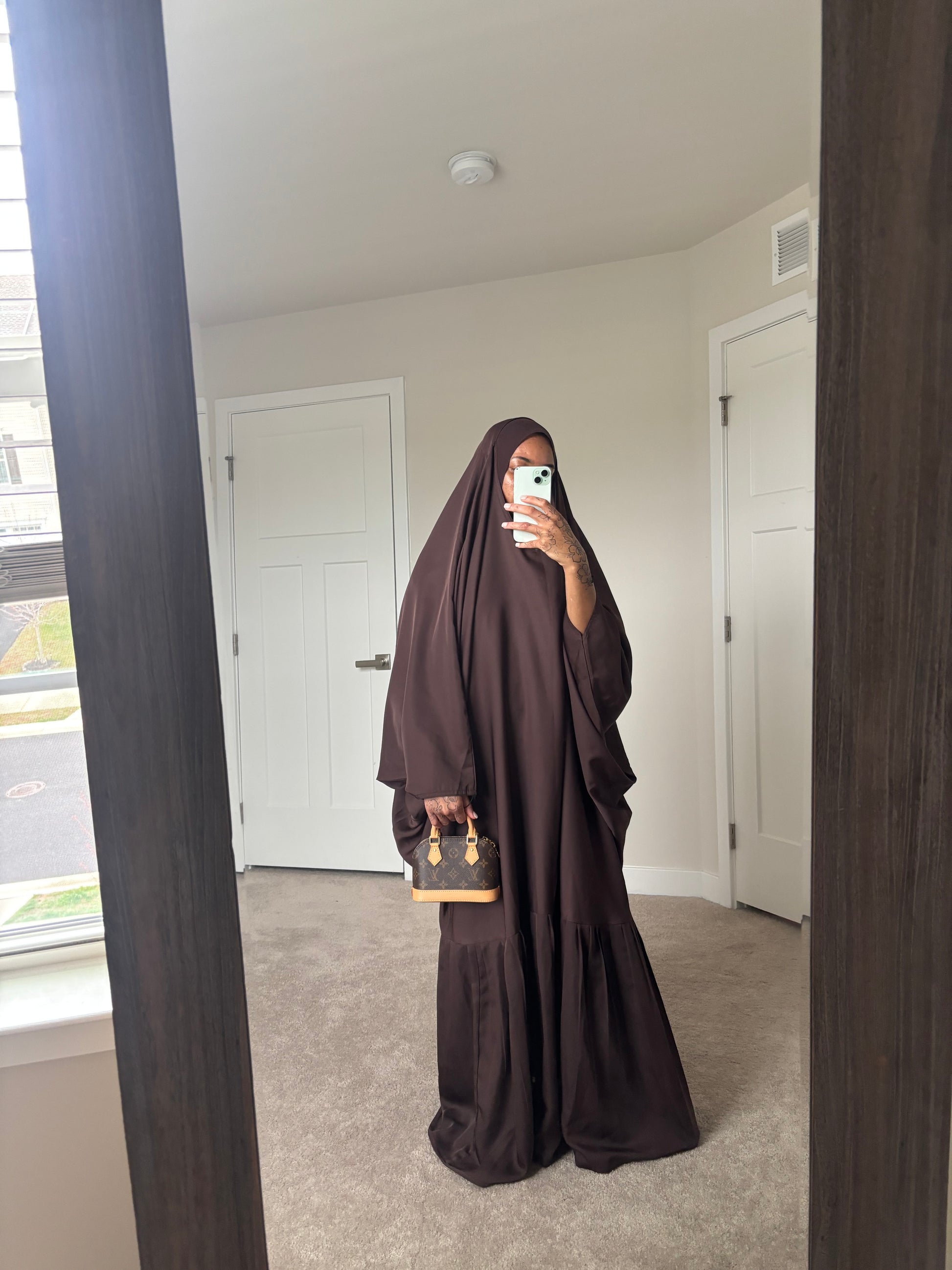 Brown big pleat overhead