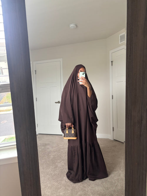 Brown big pleat overhead