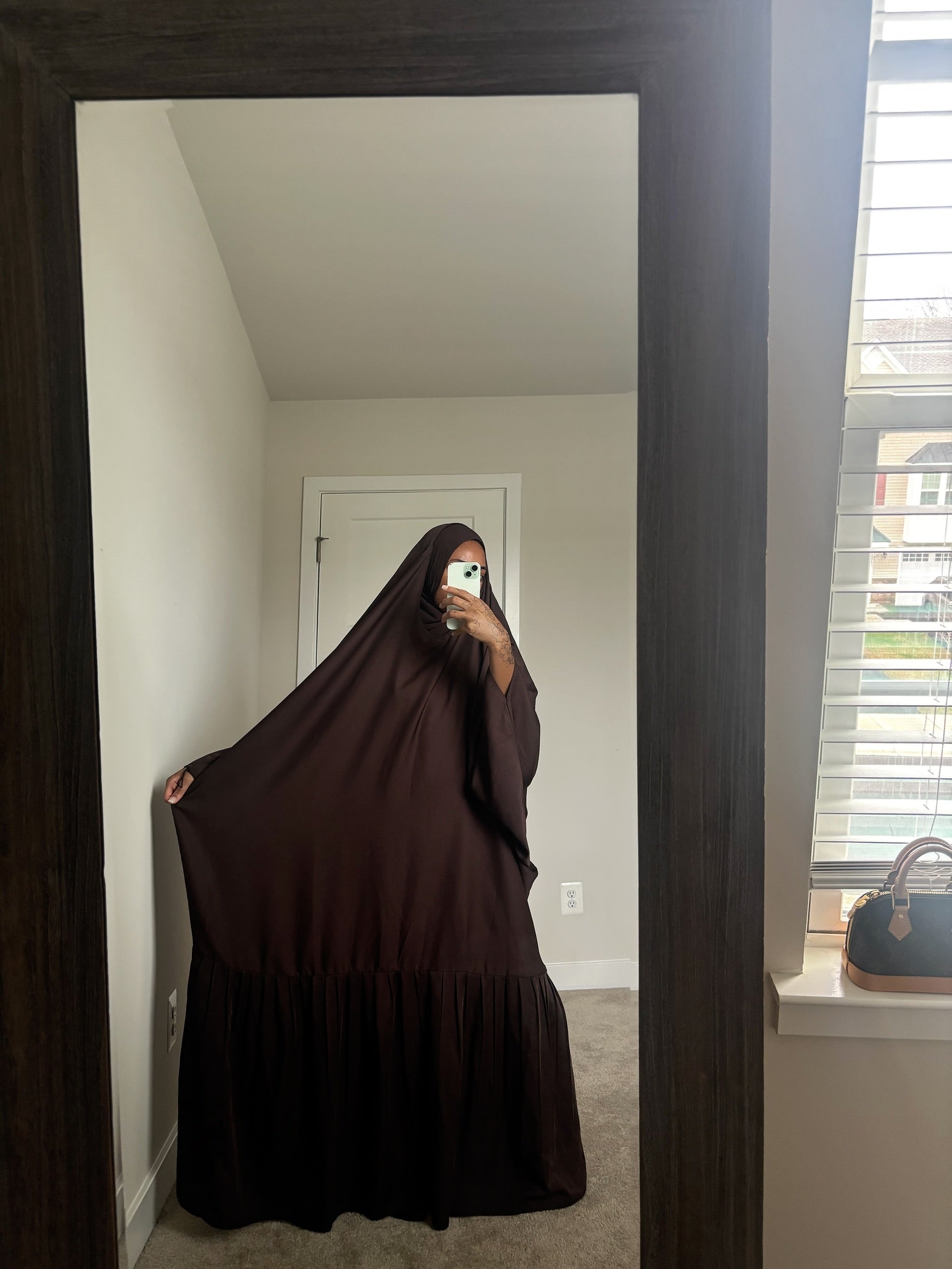 Brown big pleat overhead